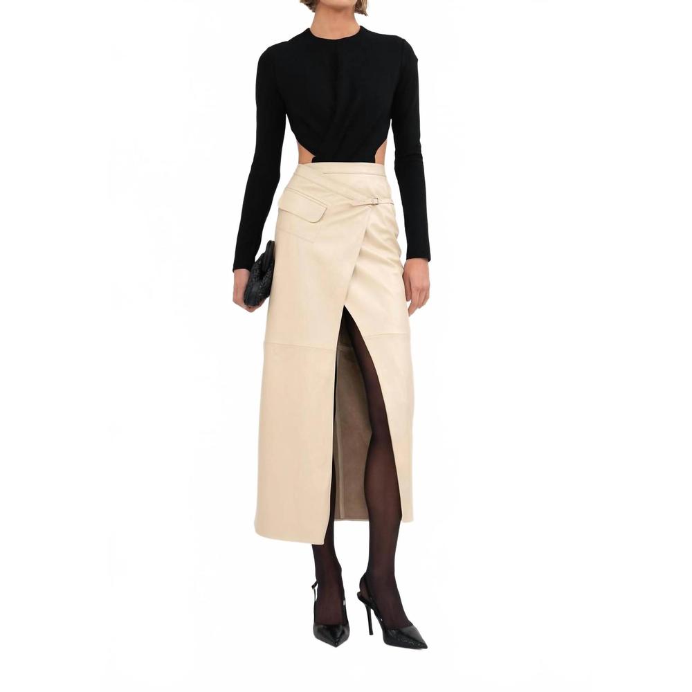NEW NONCHALANT LABEL celeste leather skirt in crema
